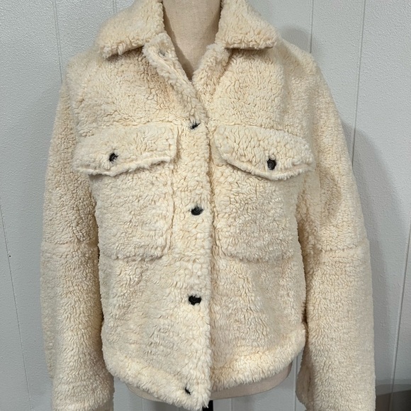 Free People teddy swing crop jacket in color Chai Latte - Picture 3 of 12